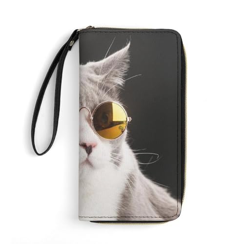 JiuPopular Ledergeldbörse, niedliche Brille Katze, mit Seil, kleine Größe und großes Fassungsvermögen, leicht zu tragen JiuPopular Ledergeldbörse, niedliche Brille Katze, mit Seil, kleine Größe und großes Fassungsvermögen, leicht zu tragen von JiuPopular