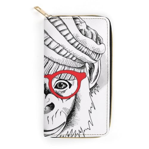 JiuPopular Ledergeldbörse, niedlicher Affe mit Brille, kleine Größe und großes Fassungsvermögen, leicht zu tragen, Stil:, 19.7x10.5cm, Modern JiuPopular Ledergeldbörse, niedlicher Affe mit Brille, kleine Größe und großes Fassungsvermögen, leicht zu tragen, Stil:, 19.7x10.5cm, Modern von JiuPopular