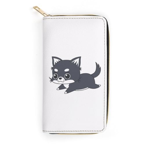 JiuPopular Ledergeldbörse, niedlicher Chihuahua-Hund, kleine Größe und großes Fassungsvermögen, leicht zu tragen, Stil:, 19.7x10.5cm, Modern von JiuPopular