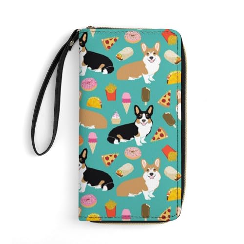 JiuPopular Ledergeldbörse, niedlicher Corgi, mit Seil, kleine Größe und großes Fassungsvermögen, leicht zu tragen von JiuPopular