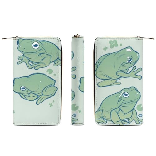 JiuPopular Ledergeldbörse, niedlicher Frosch, kleine Größe und großes Fassungsvermögen, einfach zu tragen, Stil:, 19.7x10.5cm, Modern von JiuPopular