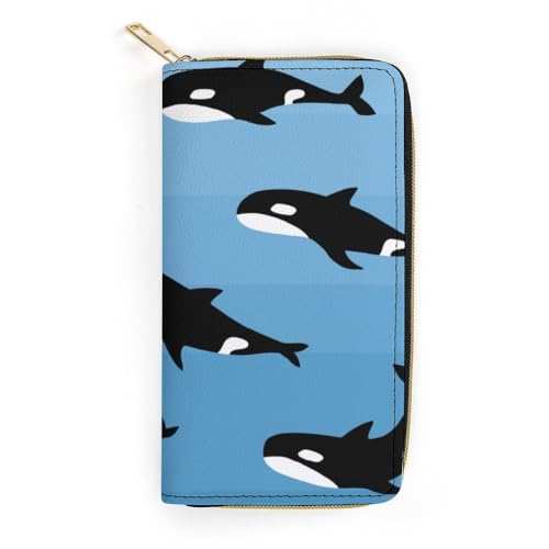 JiuPopular Ledergeldbörse, niedlicher Killerwal, kleine Größe und großes Fassungsvermögen, leicht zu tragen, Stil:, 19.7x10.5cm, Modern von JiuPopular