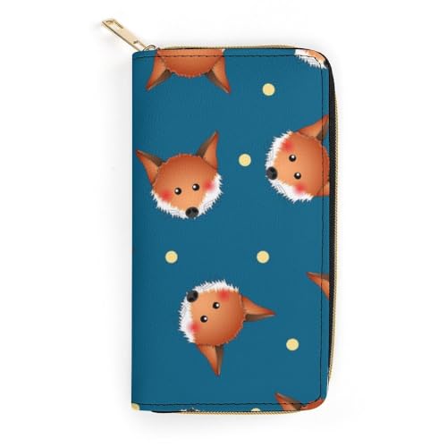 JiuPopular Ledergeldbörse, niedlicher roter Fuchs, kleine Größe und großes Fassungsvermögen, leicht zu tragen, Stil:, 19.7x10.5cm, Modern von JiuPopular