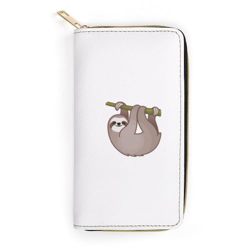 JiuPopular Ledergeldbörse, niedliches Faultier, kleine Größe und großes Fassungsvermögen, einfach zu tragen, Stil:, 19.7x10.5cm, Modern von JiuPopular