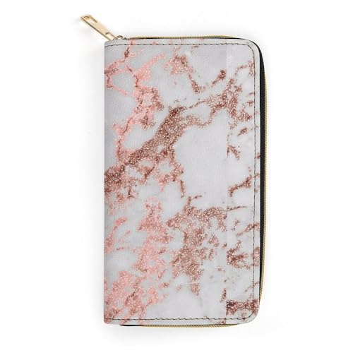 JiuPopular Ledergeldbörse, rotgoldener Marmor, kleine Größe und großes Fassungsvermögen, leicht zu tragen, Stil:, 19.7x10.5cm, Modern von JiuPopular