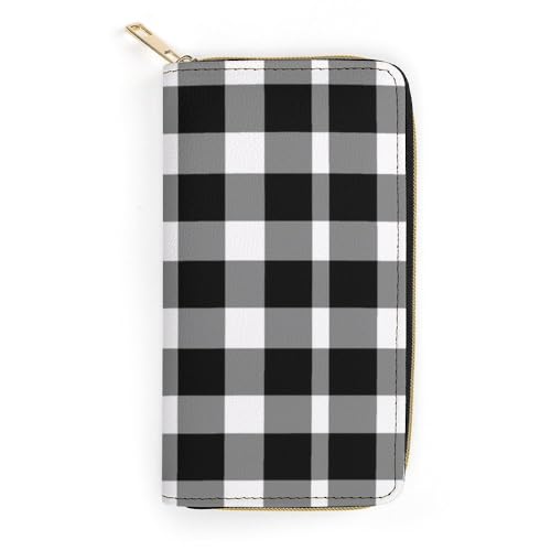 JiuPopular Ledergeldbörse, schwarz kariert, kleine Größe und großes Fassungsvermögen, leicht zu tragen, Stil:, 19.7x10.5cm, Modern JiuPopular Ledergeldbörse, schwarz kariert, kleine Größe und großes Fassungsvermögen, leicht zu tragen, Stil:, 19.7x10.5cm, Modern von JiuPopular