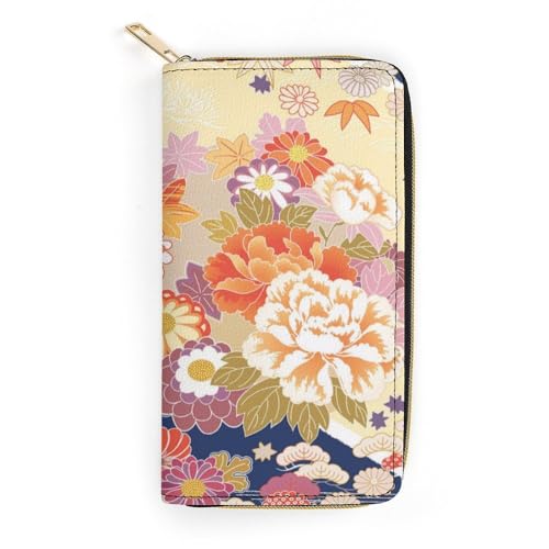 JiuPopular Ledergeldbörse, traditioneller japanischer Kimono, kleine Größe und großes Fassungsvermögen, leicht zu tragen, Stil:, 19.7x10.5cm, Modern JiuPopular Ledergeldbörse, traditioneller japanischer Kimono, kleine Größe und großes Fassungsvermögen, leicht zu tragen, Stil:, 19.7x10.5cm, Modern von JiuPopular