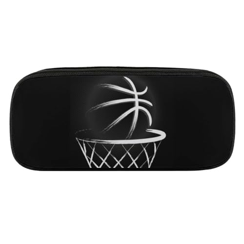 JiuPopular PU-Federmäppchen, Basketball-Schreibwaren-Tasche als Federmäppchen für Büro und Schule, Business-Reisetasche oder kleine Werkzeugbox, Make-up-Tasche von JiuPopular