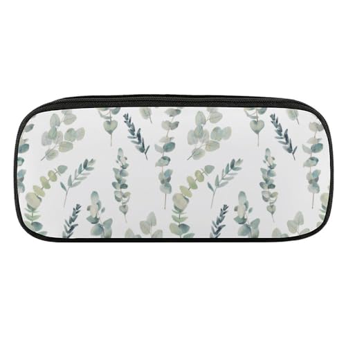 JiuPopular PU-Federmäppchen, Eukalyptusblätter, Schreibwaren-Tasche als Federmäppchen für Büro und Schule, Geschäftsreise oder kleine Werkzeugbox, Make-up-Tasche von JiuPopular