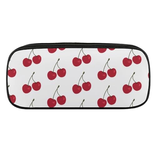 JiuPopular PU-Federmäppchen, Obstkirsche, Schreibwaren-Tasche als Federmäppchen für Büro und Schule, Geschäftsreisetasche oder kleine Werkzeugbox, Make-up-Tasche von JiuPopular