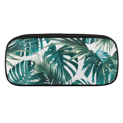 JiuPopular PU-Federmäppchen, Palmblatt und MonsteraStationery Tasche als Federmäppchen für Büro und Schule, Geschäftsreise oder kleine Werkzeugbox, Make-up-Tasche von JiuPopular