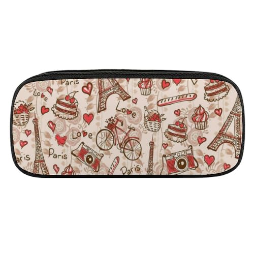 JiuPopular PU-Federmäppchen, Paris Eiffelturm, Schreibwaren-Tasche als Federmäppchen für Büro und Schule, Geschäftsreise oder kleine Werkzeugbox, Make-up-Tasche von JiuPopular