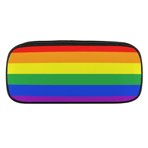 JiuPopular PU-Federmäppchen, Regenbogen-Flagge, Schreibwaren-Tasche verwendet als Federmäppchen für Büro und Schule, Geschäftsreisetasche oder kleine Werkzeugbox, Make-up-Tasche von JiuPopular