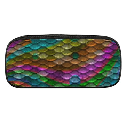 JiuPopular PU-Federmäppchen, Regenbogenfischschuppen, Schreibwaren-Tasche als Federmäppchen für Büro und Schule, Geschäftsreisetasche oder kleine Werkzeugbox, Make-up-Tasche von JiuPopular