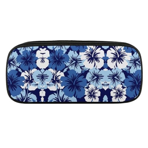 JiuPopular PU-Federmäppchen, blaue Hibiskusblüte, Schreibwaren-Tasche als Federmäppchen für Büro und Schule, Geschäftsreise oder kleine Werkzeugbox, Make-up-Tasche von JiuPopular