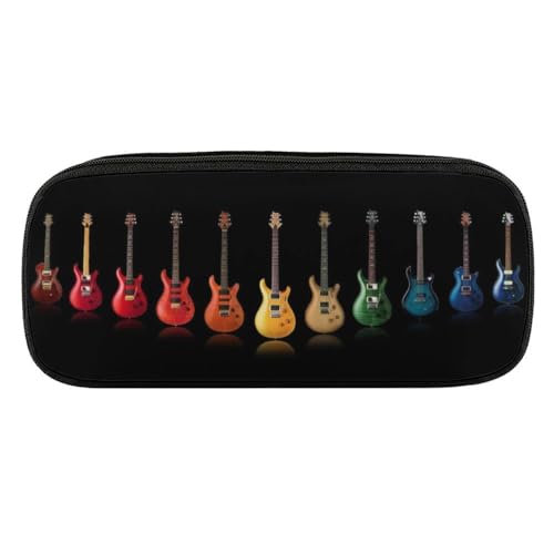 JiuPopular PU-Federmäppchen, bunte Gitarren-Schreibwaren-Tasche als Federmäppchen für Büro und Schule, Business-Reisetasche oder kleine Werkzeugbox, Make-up-Tasche von JiuPopular