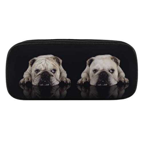 JiuPopular PU-Federmäppchen, lustige Bulldogge, Schreibwaren-Tasche als Federmäppchen für Büro und Schule, Geschäftsreise oder kleine Werkzeugbox, Make-up-Tasche von JiuPopular
