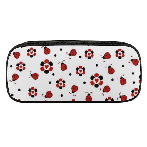 JiuPopular PU-Federmäppchen, lustige Marienkäfer-Schreibwaren-Tasche als Federmäppchen für Büro und Schule, Geschäftsreisetasche oder kleine Werkzeugbox, Make-up-Tasche von JiuPopular