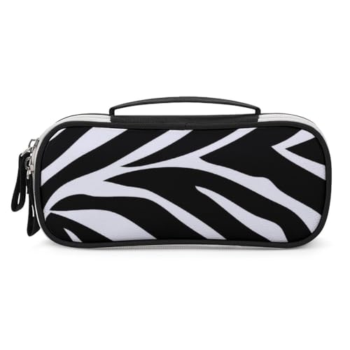 JiuPopular Tragbare Kosmetiktasche/Stifte-Tasche aus PU-Kunststoff, Zebra-Schreibwaren-Tasche als Federmäppchen für Büro und Schule, Geschäftsreise oder kleine Werkzeugbox, Make-up-Tasche für Mädchen von JiuPopular