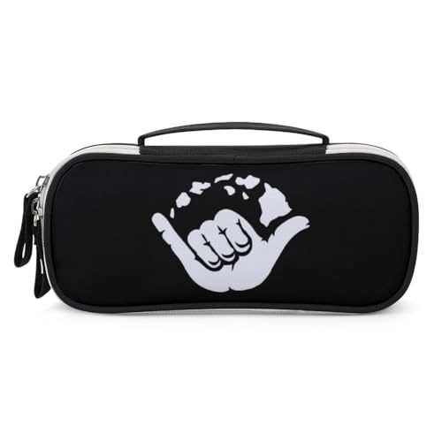 JiuPopular Tragbare Kosmetiktasche/Stiftetasche, Aloha-Hand, HawaiiSchreibwaren-Tasche, verwendet als Federmäppchen für Büro und Schule, Geschäftsreise oder kleine Werkzeugbox, Make-up-Tasche für von JiuPopular