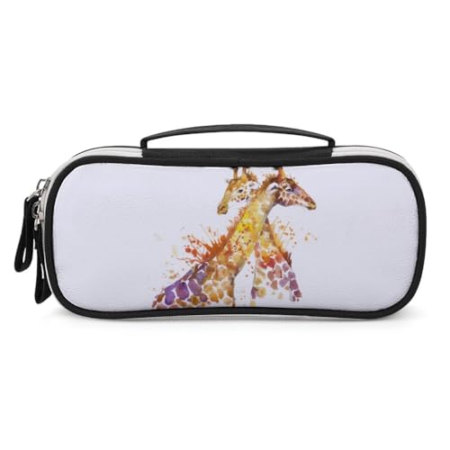 JiuPopular Tragbare Kosmetiktasche/Stiftetasche, Aquarell-Giraffen, Schreibwaren-Tasche als Federmäppchen für Büro und Schule, Geschäftsreise oder kleine Werkzeugbox, Make-up-Tasche für Mädchen von JiuPopular