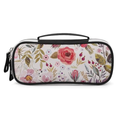 JiuPopular Tragbare Kosmetiktasche/Stiftetasche, Aquarell-Mohnblumen, Schreibwaren-Tasche als Federmäppchen für Büro und Schule, Geschäftsreise oder kleine Werkzeugbox, Make-up-Tasche für Mädchen von JiuPopular