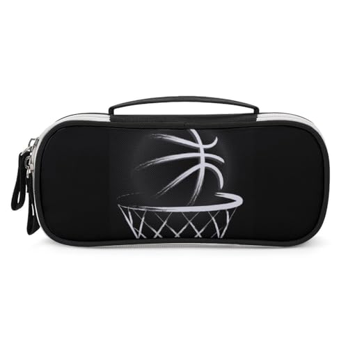 JiuPopular Tragbare Kosmetiktasche/Stiftetasche, Basketball-Schreibwaren-Tasche als Federmäppchen für Büro und Schule, Geschäftsreise oder kleine Werkzeugbox, Make-up-Tasche für Mädchen von JiuPopular
