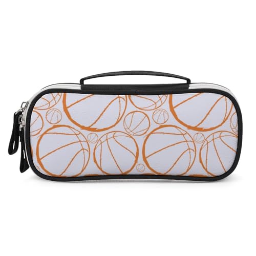 JiuPopular Tragbare Kosmetiktasche/Stiftetasche, Basketball-Sport-Muster, Schreibwaren-Tasche als Federmäppchen für Büro und Schule, Geschäftsreise oder kleine Werkzeugbox, Make-up-Tasche für Mädchen von JiuPopular