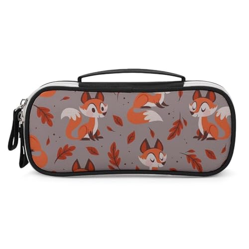 JiuPopular Tragbare Kosmetiktasche/Stiftetasche, Cartoon-Fuchs-Schreibwaren-Tasche als Federmäppchen für Büro und Schule, Geschäftsreise oder kleine Werkzeugbox, Make-up-Tasche für Mädchen von JiuPopular
