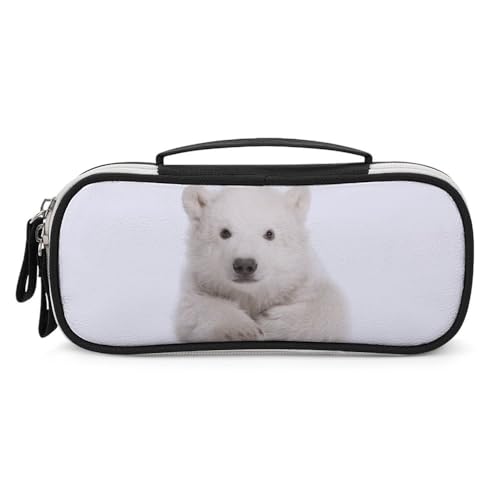 JiuPopular Tragbare Kosmetiktasche/Stiftetasche, Eisbär, Schreibwaren-Tasche als Federmäppchen für Büro und Schule, Geschäftsreise oder kleine Werkzeugbox, Make-up-Tasche für Mädchen von JiuPopular