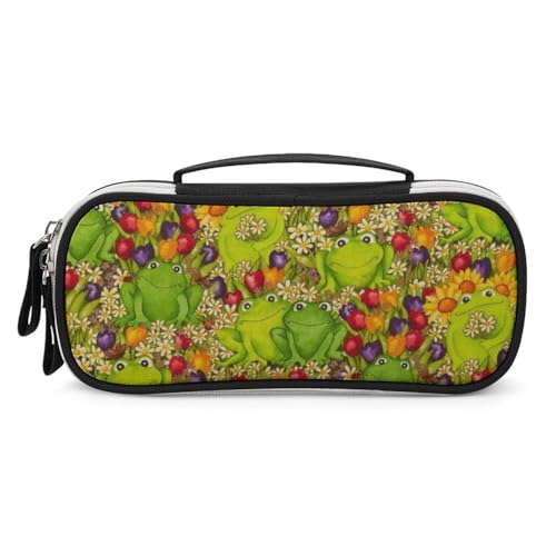 JiuPopular Tragbare Kosmetiktasche/Stiftetasche, FrogSchreibwaren-Tasche als Federmäppchen für Büro und Schule, Geschäftsreise oder kleine Werkzeugbox, Make-up-Tasche für Mädchen von JiuPopular