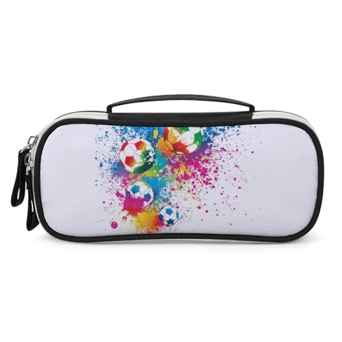 JiuPopular Tragbare Kosmetiktasche/Stiftetasche, Fußball-SportSchreibwaren-Tasche, verwendet als Federmäppchen für Büro und Schule, Geschäftsreise oder kleine Werkzeugbox, Make-up-Tasche für Mädchen von JiuPopular