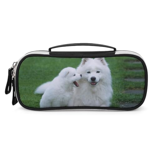 JiuPopular Tragbare Kosmetiktasche/Stiftetasche, Samojede-Hund, Schreibwaren-Tasche als Federmäppchen für Büro und Schule, Geschäftsreise oder kleine Werkzeugbox, Make-up-Tasche für Mädchen von JiuPopular