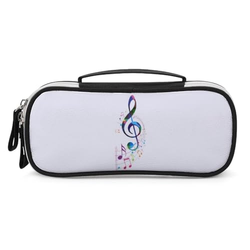 JiuPopular Tragbare Kosmetiktasche/Stiftetasche, bunte Musiknoten, Schreibwaren-Tasche als Federmäppchen für Büro und Schule, Geschäftsreise oder kleine Werkzeugbox, Make-up-Tasche für Mädchen von JiuPopular