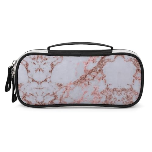 JiuPopular Tragbare Kosmetiktasche/Stiftetasche, rotgoldener Marmor, Schreibwaren-Tasche als Federmäppchen für Büro und Schule, Geschäftsreise oder kleine Werkzeugbox, Make-up-Tasche für Mädchen von JiuPopular