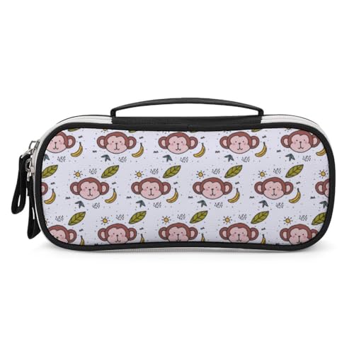 JiuPopular Tragbare Kosmetiktasche/Stifttasche, Affenmuster, Bananen-Schreibwaren-Tasche als Federmäppchen für Büro und Schule, Geschäftsreise oder kleine Werkzeugbox, Make-up-Tasche für Mädchen von JiuPopular