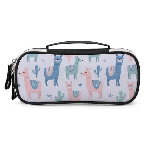 JiuPopular Tragbare Kosmetiktasche/Stifttasche, Alpaka-KaktusSchreibwaren-Tasche als Federmäppchen für Büro und Schule, Geschäftsreise oder kleine Werkzeugbox, Make-up-Tasche für Mädchen von JiuPopular
