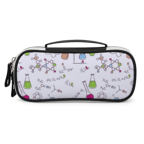 JiuPopular Tragbare Kosmetiktasche/Stifttasche, Chemie-Experiment-Muster, Schreibwaren-Tasche als Federmäppchen für Büro und Schule, Geschäftsreise oder kleine Werkzeugbox, Make-up-Tasche für Mädchen von JiuPopular