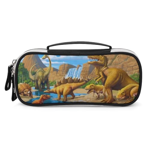 JiuPopular Tragbare Kosmetiktasche/Stifttasche, Dinosaurier-KarnivorosSchreibwaren-Tasche als Federmäppchen für Büro und Schule, Geschäftsreise oder kleine Werkzeugbox, Make-up-Tasche für Mädchen von JiuPopular