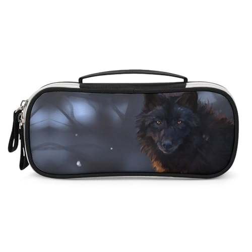 JiuPopular Tragbare Kosmetiktasche/Stifttasche, Fantasy WolfStationery Tasche verwendet als Federmäppchen für Büro und Schule, Geschäftsreise oder kleine Werkzeugbox, Mädchen Make-up-Tasche von JiuPopular
