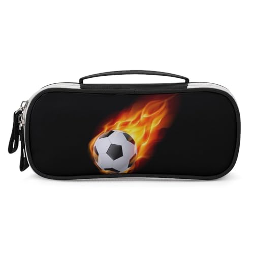 JiuPopular Tragbare Kosmetiktasche/Stifttasche, Fußball-Feuerbedarfs-Tasche als Federmäppchen für Büro und Schule, Geschäftsreise oder kleine Werkzeugbox, Make-up-Tasche für Mädchen von JiuPopular