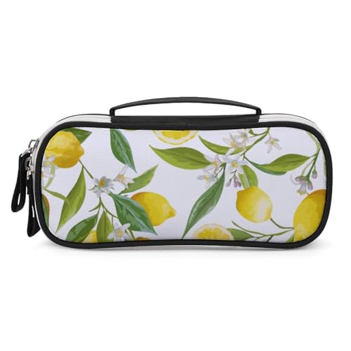 JiuPopular Tragbare Kosmetiktasche/Stifttasche, Gelbe Zitrone, Schreibwaren-Tasche, verwendet als Federmäppchen für Büro und Schule, Geschäftsreise oder kleine Werkzeugbox, Make-up-Tasche für Mädchen von JiuPopular