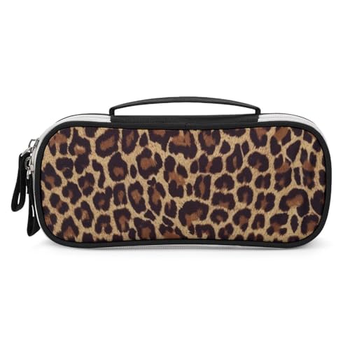 JiuPopular Tragbare Kosmetiktasche/Stifttasche, Gepardenmuster, Schreibwaren-Tasche als Federmäppchen für Büro und Schule, Geschäftsreise oder kleine Werkzeugbox, Make-up-Tasche für Mädchen von JiuPopular