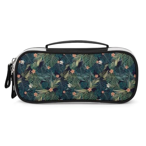 JiuPopular Tragbare Kosmetiktasche/Stifttasche, Hawaii-Palme, Schreibwaren-Tasche als Federmäppchen für Büro und Schule, Geschäftsreise oder kleine Werkzeugbox, Make-up-Tasche für Mädchen von JiuPopular