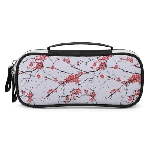 JiuPopular Tragbare Kosmetiktasche/Stifttasche, Kirschblüten-Schreibwaren-Tasche als Federmäppchen für Büro und Schule, Geschäftsreise oder kleine Werkzeugbox, Make-up-Tasche für Mädchen von JiuPopular