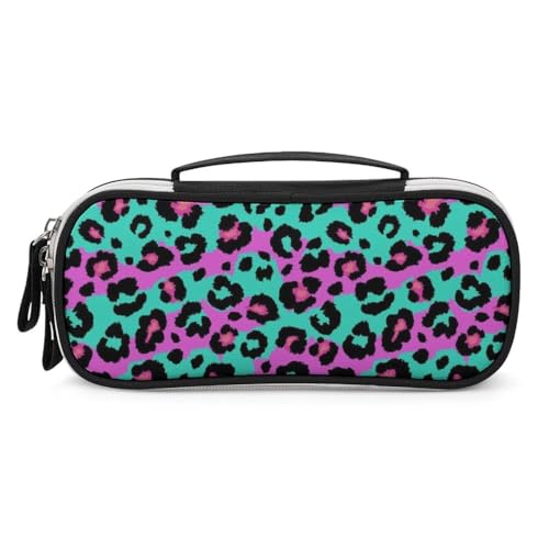 JiuPopular Tragbare Kosmetiktasche/Stifttasche, Leoparden- und Zebra-Schreibwaren-Tasche als Federmäppchen für Büro und Schule, Geschäftsreise oder kleine Werkzeugbox, Make-up-Tasche für Mädchen von JiuPopular