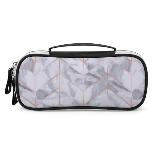 JiuPopular Tragbare Kosmetiktasche/Stifttasche, Marmor-Rosa, Schreibwaren-Tasche als Federmäppchen für Büro und Schule, Geschäftsreise oder kleine Werkzeugbox, Make-up-Tasche für Mädchen von JiuPopular