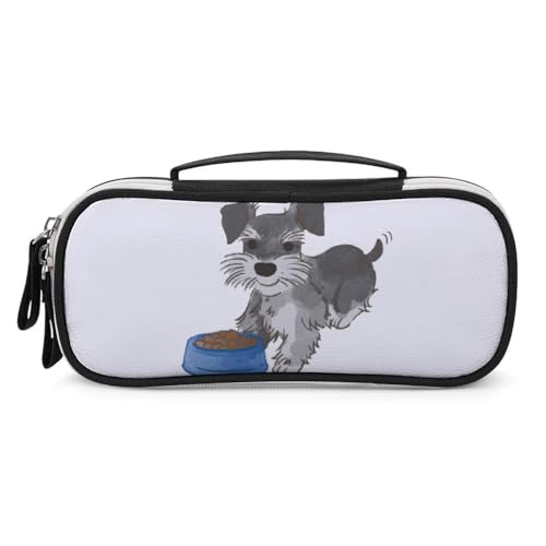 JiuPopular Tragbare Kosmetiktasche/Stifttasche, Motiv: Schnauzer Hund, Schreibwaren-Tasche als Federmäppchen für Büro und Schule, Geschäftsreise oder kleine Werkzeugbox, Make-up-Tasche für Mädchen von JiuPopular