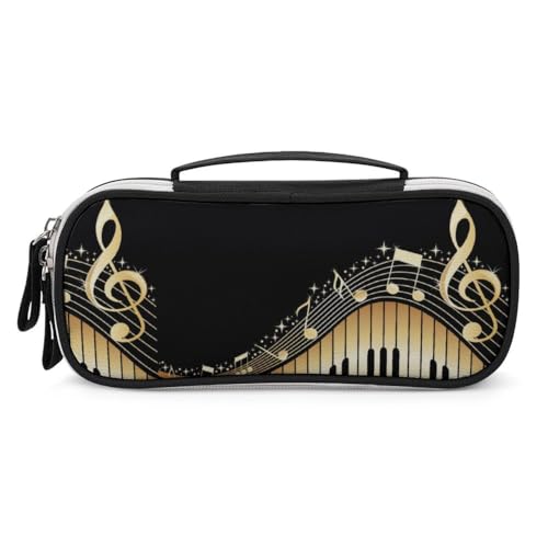 JiuPopular Tragbare Kosmetiktasche/Stifttasche, Musiknotizen, Schreibwaren-Tasche als Federmäppchen für Büro und Schule, Geschäftsreise oder kleine Werkzeugbox, Make-up-Tasche für Mädchen von JiuPopular