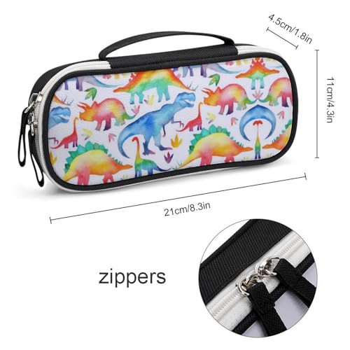JiuPopular Tragbare Kosmetiktasche/Stifttasche, Regenbogen-DinosaurierSchreibwaren-Tasche als Federmäppchen für Büro und Schule, Geschäftsreise oder kleine Werkzeugbox, Make-up-Tasche für Mädchen von JiuPopular